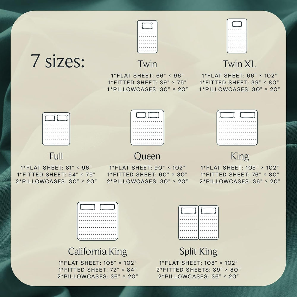 4 PC California King Sheet Set, Deep Pockets Wrinkle Free Cooling Bed Sheets Hotel Bedding for Women, Men, Includes 1 Fitted Sheet, 1 Flat Sheet and 2 Pillowcases-Soft Emerald